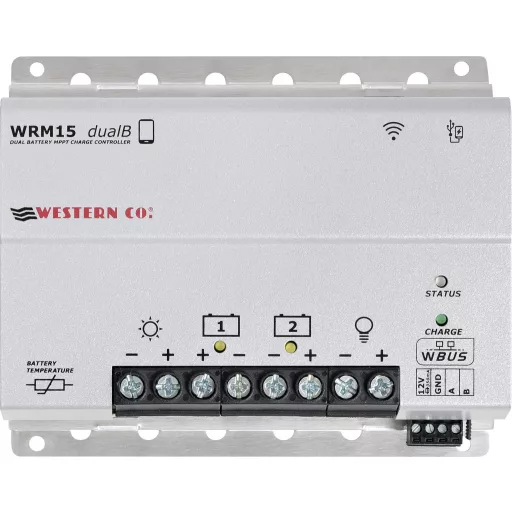 Western Co. WRM15 dualB Napelem töltésszabályozó MPPT 12 V, 24 V 15 A