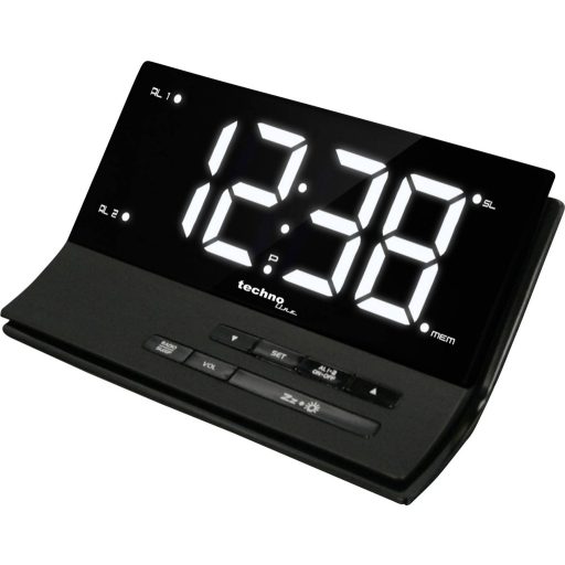 Rádiójel vezérelt digitális ébresztőóra, fekete, Techno Line WT 482