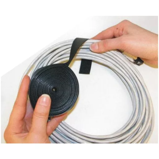 Tépőzár Kötegeléshez Bolyhos és horgos fél (H x Sz) 5000 mm x 20 mm Fekete TRU COMPONENTS 697-330-Bag 5 m