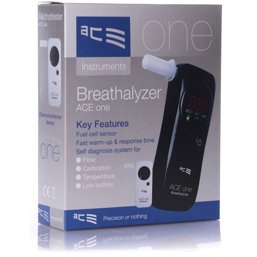 ACE one Alkoholteszter Fekete 0 - 4 ‰ Kijelzővel, Visszaszámláló funkció, Különböző mértékegységek megjeleníthetők