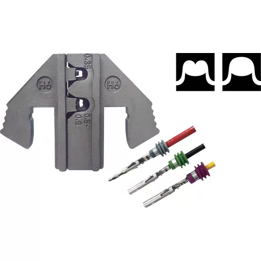 TOOLCRAFT PLE-0H6 Krimpelő betétek Delphi Weather-Pack Keresztmetszet: 0.35 - 0.8 mm² Alkalmas márka: TOOLCRAFT PZ-500