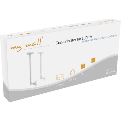 My Wall HL 4-1 WL TV mennyezeti tartó Kihúzható, Billenthető, Dönthető 25,4 cm (10) - 76,2 cm (30) Kihúzható, Dönthető + forgatható, Mennyezeti tartó