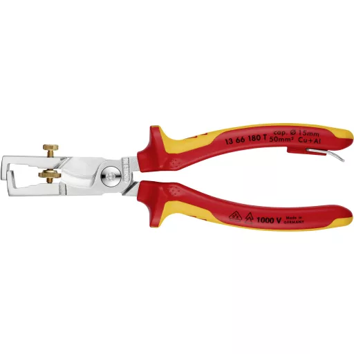 Knipex StriX 13 66 180 T Kábelvágó olló Alkalmas (csupaszoló technika) Alumínium- és rézkábel, egy- és többerű 15 mm 5 50 mm² 7