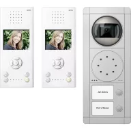   Ritto by Schneider RGE1892420 Videó kaputelefon Vezetékes Komplett készlet 2 családiház Fehér, Ezüst