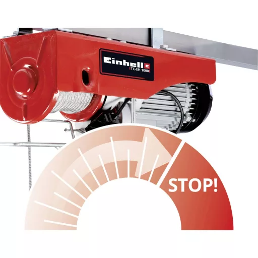 Einhell 2255160 Elektromos csörlő Teherbírás (vezetőgörgővel) 999 kg Teherbírás (vezetőgörgő nélkül) 500 kg
