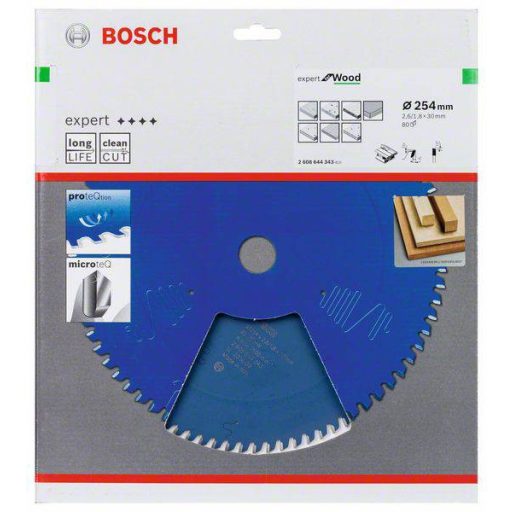 Bosch Accessories Expert for Wood 2608644343 Körfűrészlap 254 x 30 x 1.8 mm Fogak száma (collonként): 80 1 db