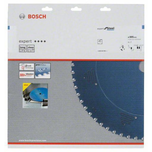 Bosch Accessories Expert for Steel 2608643061 Körfűrészlap 305 x 25.4 x 2.2 mm Fogak száma (collonként): 80 1 db