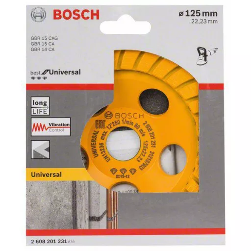 Bosch Accessories 2608201231 Gyémánt edény Legjobb az univerzális turbóhoz, 125 x 22,23 x 5 mm, sárga Best for Universal 125 mm 1 db
