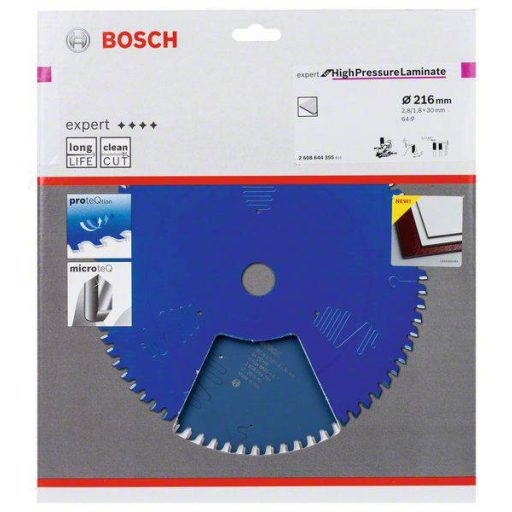 Bosch Accessories Expert for High-Pressure Laminate 2608644355 Körfűrészlap 216 x 30 x 1.8 mm Fogak száma (collonként): 64 1 db