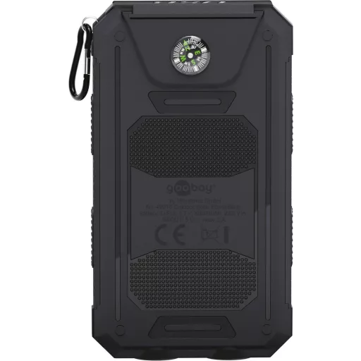 Goobay Goobay 49216 Solar Powerbank 8000 mAh, 2x USB-A Anschlüsse, LED-Anzeige, Schwarz 49216 Napelemes akkutöltő Töltőáram napelem (max.) 200 mA 8000 mAh