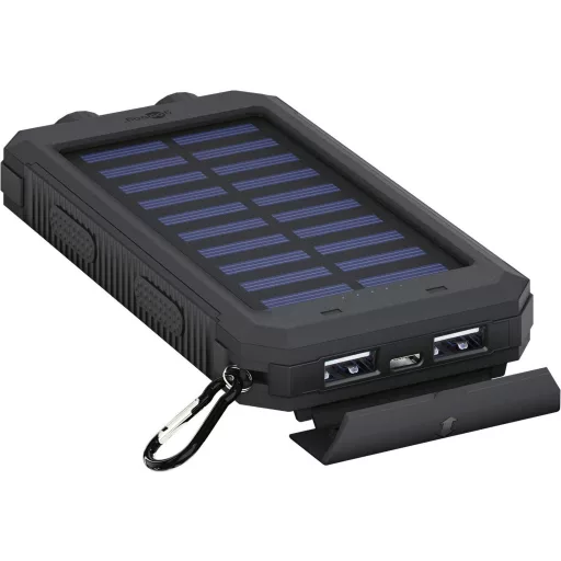 Goobay Goobay 49216 Solar Powerbank 8000 mAh, 2x USB-A Anschlüsse, LED-Anzeige, Schwarz 49216 Napelemes akkutöltő Töltőáram napelem (max.) 200 mA 8000 mAh
