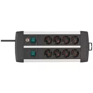   Brennenstuhl 1391000908 Elosztó kapcsolóval 8 részes Fekete, Ezüst Védőérintkezős 1 db