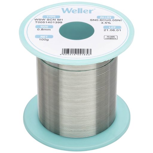 Weller WSW SCN M1 LÖTDRAHT 0,8MM 100g Forrasztóón Sn0,7Cu 100 g 0.8 mm