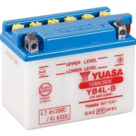   Motorkerékpár elem Yuasa YB4LB DC 12 V 4 Ah A következő modellekhez Motorkerékpárok, Motoros rollerek, Quadok, Jetski, Hómobil, Fűnyíró traktor