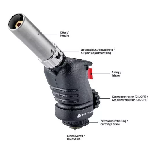 TOOLCRAFT 1694485 Forrasztó lámpa 1500 °C gázpalack nélkül 1 db