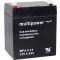 multipower PB-12-4,5-4,8 Ólomakku 12 V 4.5 Ah Ólom-vlies (AGM) (Sz x Ma x Mé) 90 x 107 x 70 mm 4,8 mm-es laposérintkezős dugó Karbantartásmentes, Kis önkisülés
