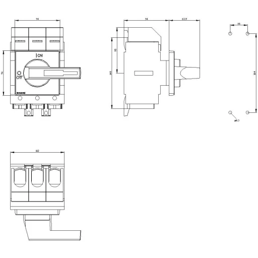 Megszakítók Piros, Sárga 3 pólusú 185 mm² 160 A 690 V/AC Siemens 3LD23300TK13