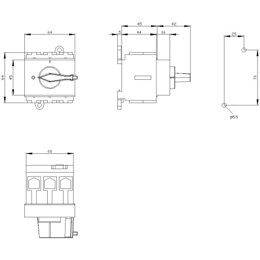 Megszakítók Piros, Sárga 3 pólusú 35 mm² 63 A 690 V/AC Siemens 3LD25300TK13