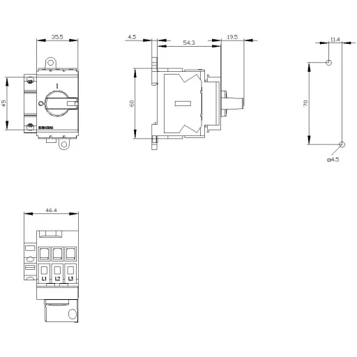 Megszakítók Fekete 3 pólusú 16 mm² 16 A 1 záró, 1 nyitó 690 V/AC Siemens 3LD30301TK11