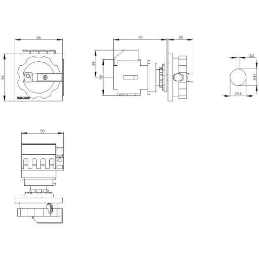 Megszakítók Piros, Sárga 3 pólusú 6 mm² 16 A 1 záró, 1 nyitó 690 V/AC Siemens 3LD20541TP53