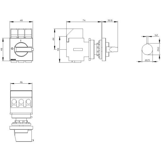 Megszakítók Piros, Sárga 3 pólusú 16 mm² 25 A 690 V/AC Siemens 3LD21500TK13