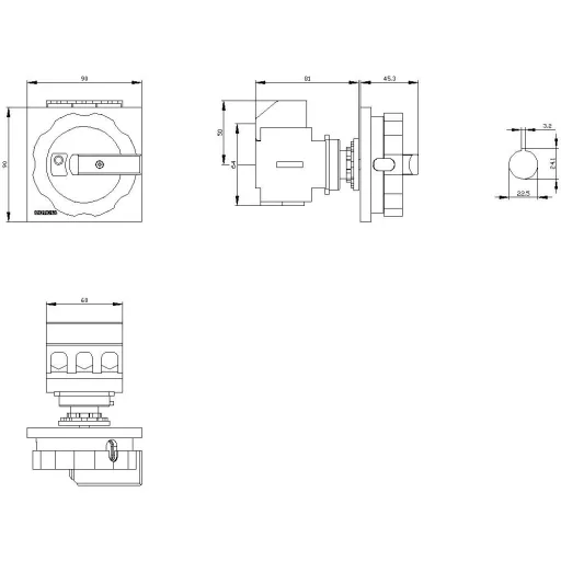 Megszakítók Fekete 3 pólusú 35 mm² 63 A 690 V/AC Siemens 3LD25550TK51