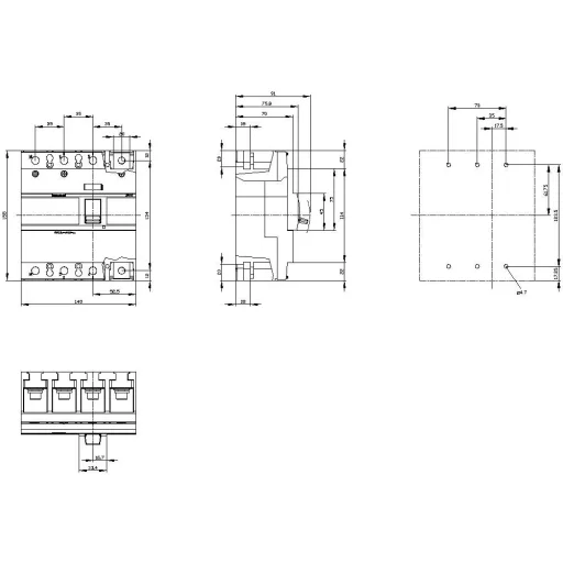 Megszakítók 4 pólusú 250 A 690 V/AC Siemens 3VA12251AA420AA0