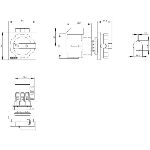 Megszakítók Fekete 3 pólusú 16 mm² 40 A 1 záró, 1 nyitó 690 V/AC Siemens 3LD33541TK51