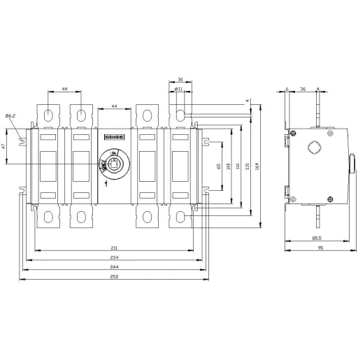 Megszakítók 4 pólusú 400 A 690 V/AC Siemens 3KD42400PE200