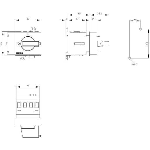 Megszakítók Fekete 3 pólusú 6 mm² 16 A 690 V/AC Siemens 3LD20300TK11