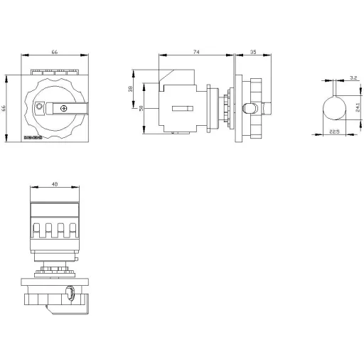 Megszakítók Fekete 4 pólusú 6 mm² 16 A 690 V/AC Siemens 3LD20541TL51