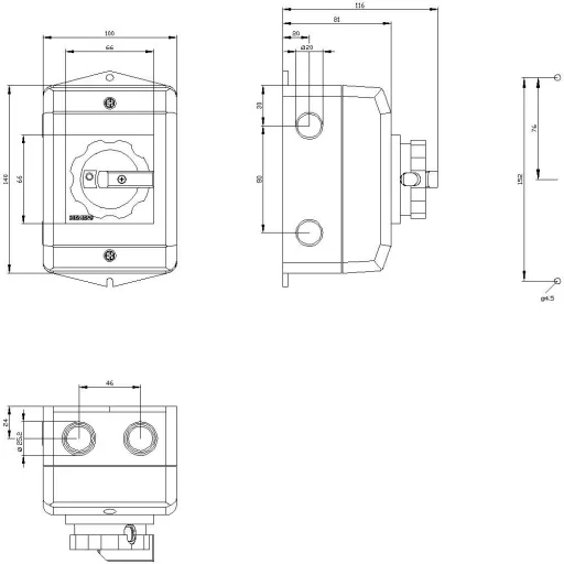 Megszakítók Fekete 4 pólusú 6 mm² 16 A 690 V/AC Siemens 3LD20641TC51