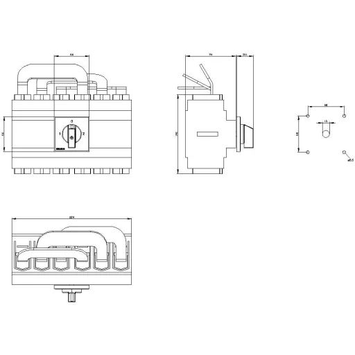 Megszakítók Fekete 3 pólusú 185 mm² 250 A 690 V/AC Siemens 3LD24057UK01