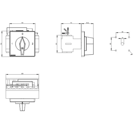 Megszakítók Fekete 3 pólusú 35 mm² 63 A 690 V/AC Siemens 3LD25247UK01