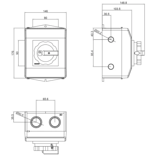 Megszakítók Fekete 3 pólusú 35 mm² 63 A 690 V/AC Siemens 3LD25650TB51