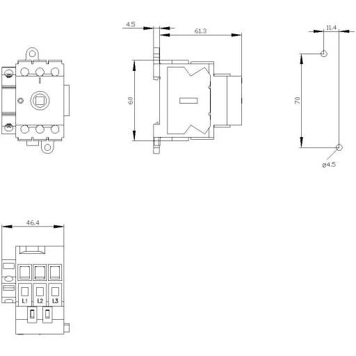 Megszakítók 3 pólusú 16 mm² 16 A 1 záró, 1 nyitó 690 V/AC Siemens 3LD30101TK05