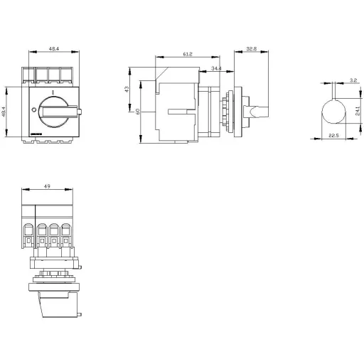 Megszakítók Piros, Sárga 4 pólusú 16 mm² 16 A 690 V/AC Siemens 3LD30500TL13