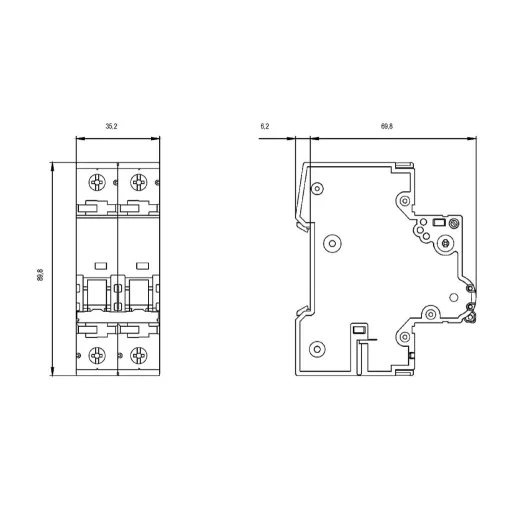 Siemens 5SY45027 5SY4502-7 Vezeték védőkapcsoló 2 A 230 V, 400 V