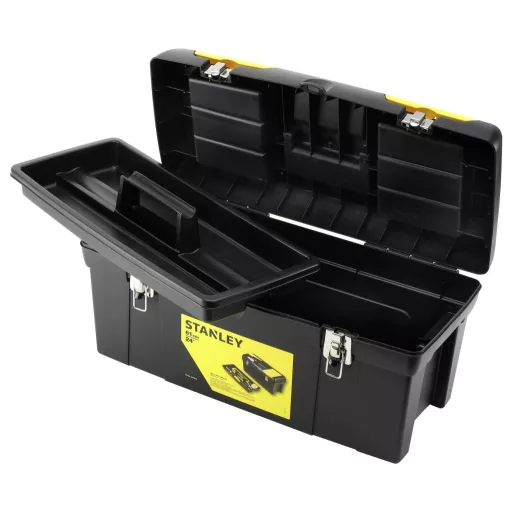 STANLEY 1-92-067 Werkzeugbox Millenium Kunst. 610x270x284mm Metallverschluss Szerszámos doboz Fekete, Sárga
