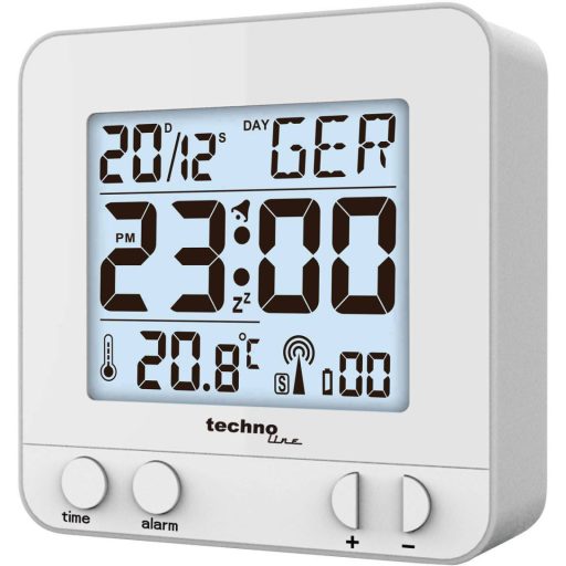 Techno Line WT235 si Rádiójel vezérlésű Ébresztőóra Ezüst Riasztási idők 1