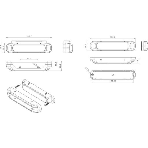 Első villogó 12 V, 24 V, 36 V, beépíthető, narancssárga, Fristom FT-200 LED 95200