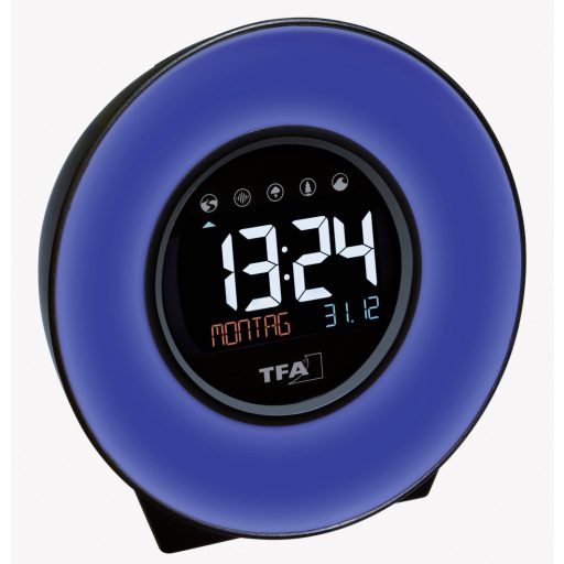 TFA Dostmann 60.2023.02 Kvarc Ébresztőóra Fehér, Kék, Sárga, Zöld, Rózsa, Piros, Világoskék Riasztási idők 1 Nagy kijelző