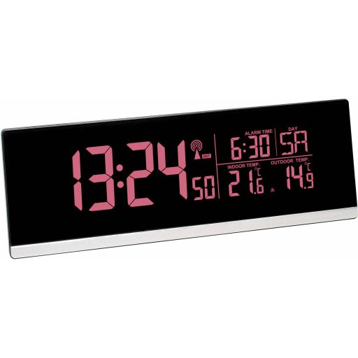 TFA Dostmann 60.2548.01 Rádiójel vezérlésű Ébresztőóra Fekete Riasztási idők 1