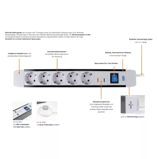 AS Schwabe 18672 Master-Slave elosztó Fehér, Fekete Védőérintkezős 1 db