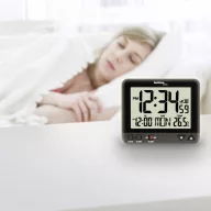   Techno Line WT 195 Rádiójel vezérlésű Ébresztőóra Fekete Riasztási idők 1