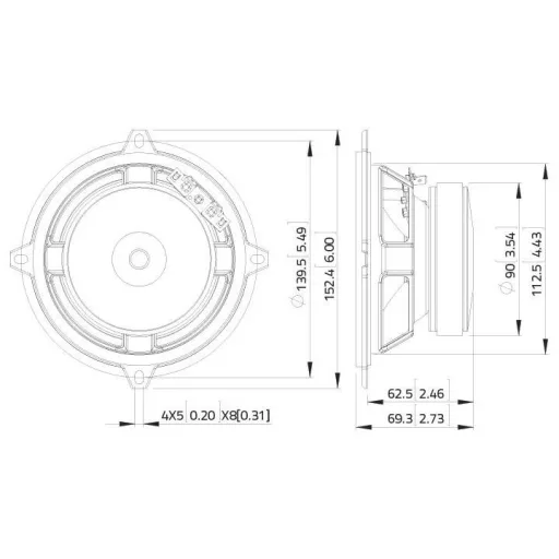 Lavoce WSF051.02 5 coll 12.7 cm Mélysugárzó 30 - 2500 Hz 60 W 8 Ω