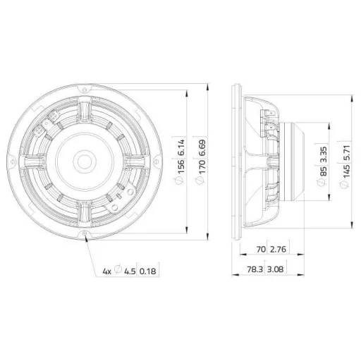 Lavoce MAN061.80 6.5 coll 16.5 cm Középmélysugárzó 150 W 8 Ω