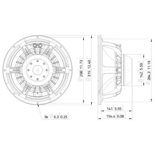 Lavoce WAN123.00 12 coll 30.48 cm Mélysugárzó 30 - 2500 Hz 500 W 8 Ω