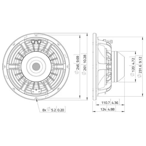 Lavoce WAN102.50 10 coll 25.4 cm Mélysugárzó 30 - 2500 Hz 300 W 8 Ω