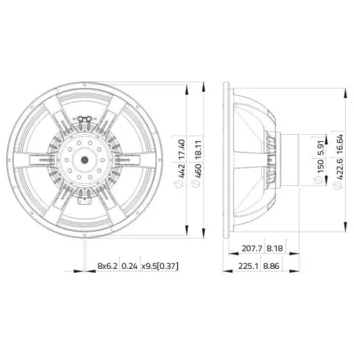 Lavoce SAN184.03 18 coll 45 cm Mélysugárzó 30 - 2500 Hz 1500 W 8 Ω